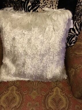 Cozy Luxe White Shag Accent Pillow